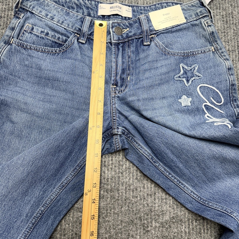 Hollister Low-Rise Baggy Jeans Womens 4 Light Wash Wide-Leg Stars 2026 Denim - Picture 10 of 13